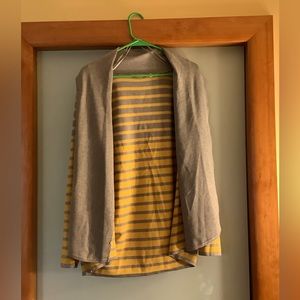 Evolution LRG Cardigan Gray w/Yellow Stripes, lightweight and soft, gray collar